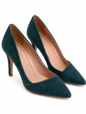 Madewell The Mira Suede Pointed Toe Pumps Heels Emerald Green Size 8.5 Minimal